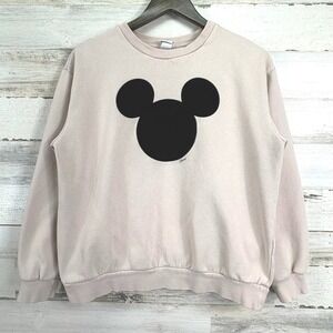H&M LOGG Disney Mickey Mouse Velvet‎ Graphic Sweatshirt Light Pink Medium